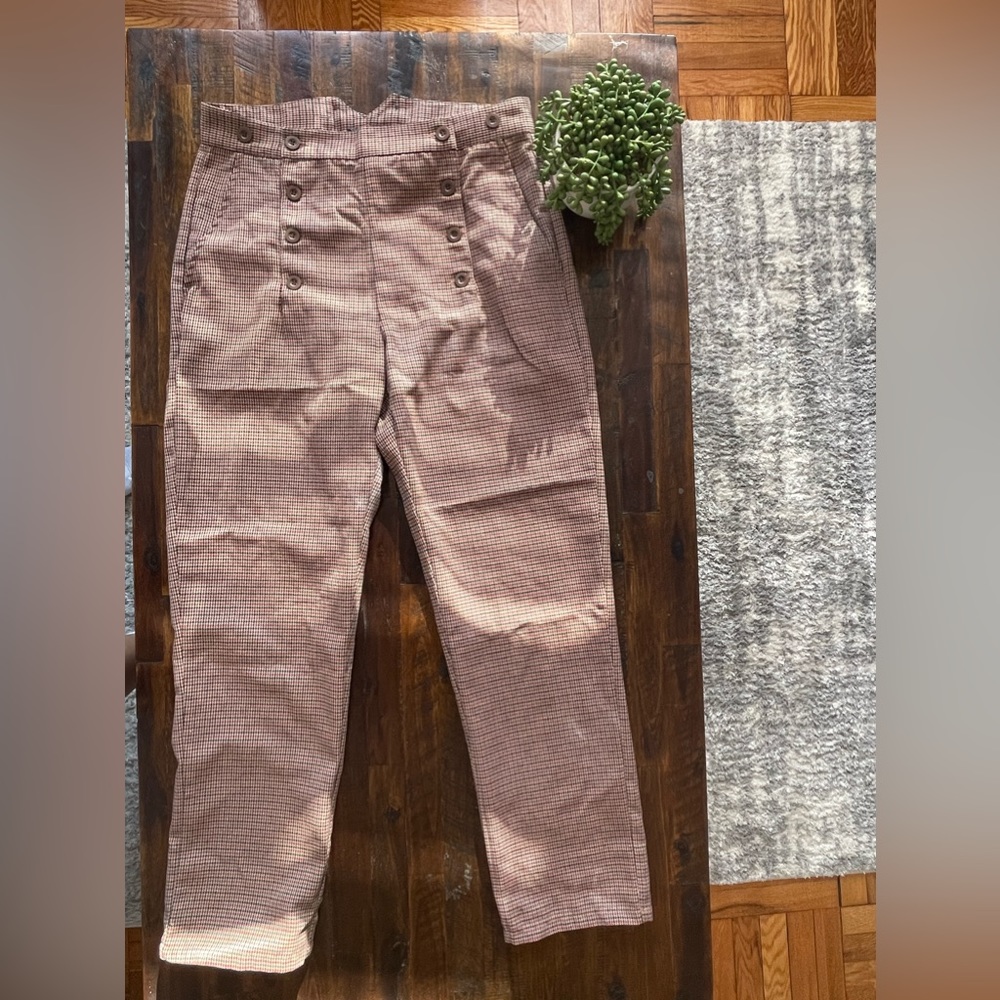 Vintage Plaid Button Up Pants